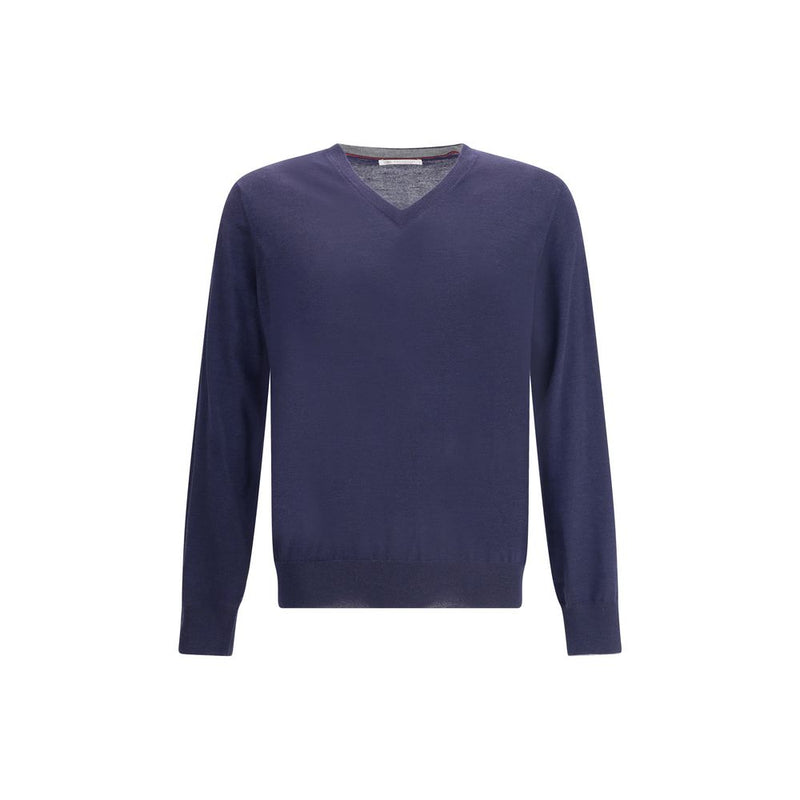 Pull en cachemire bleu Brunello Cucinelli