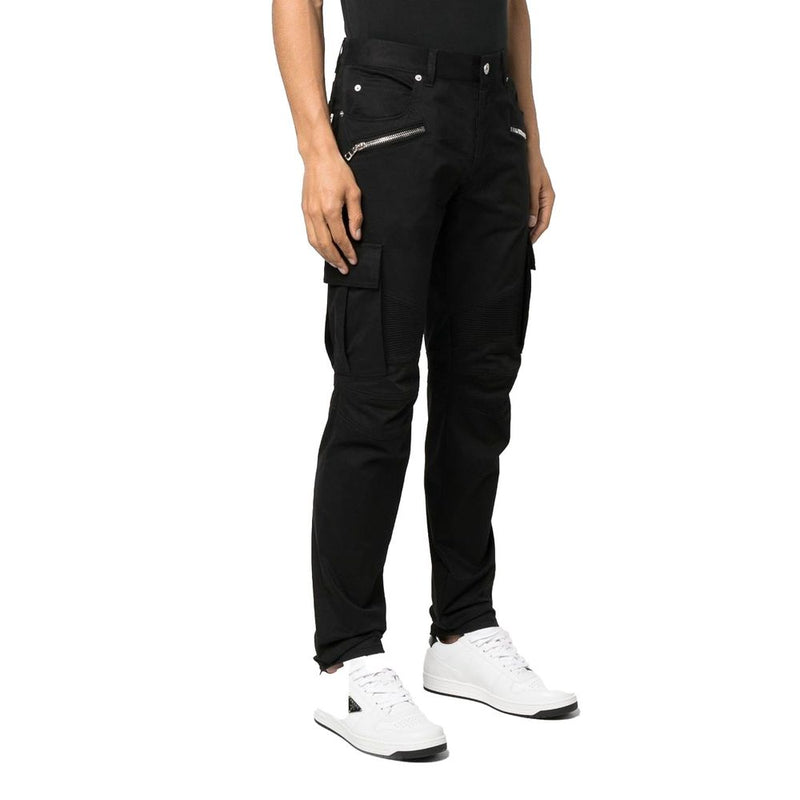 Pantalon cargo noir en coton Balmain