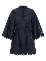 Zimmermann Blue Cotton Short Dress