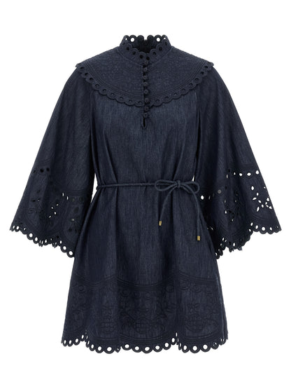 Zimmermann Blue Cotton Short Dress