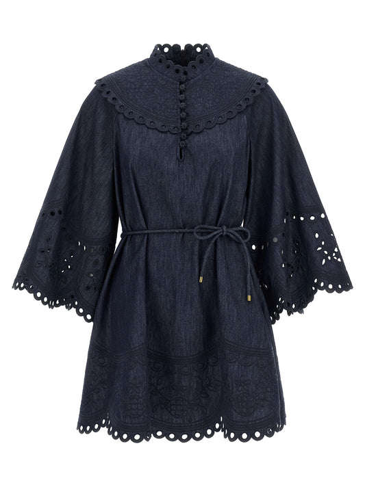 Robe courte en coton bleu Zimmermann