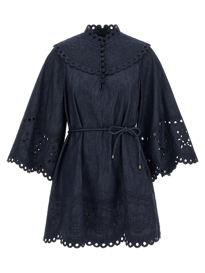Robe courte en coton bleu Zimmermann