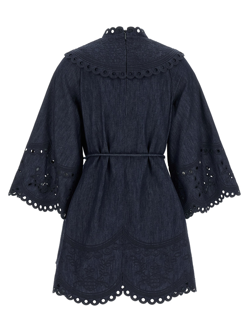 Robe courte en coton bleu Zimmermann