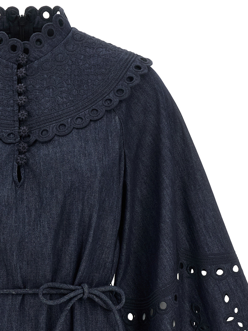 Robe courte en coton bleu Zimmermann