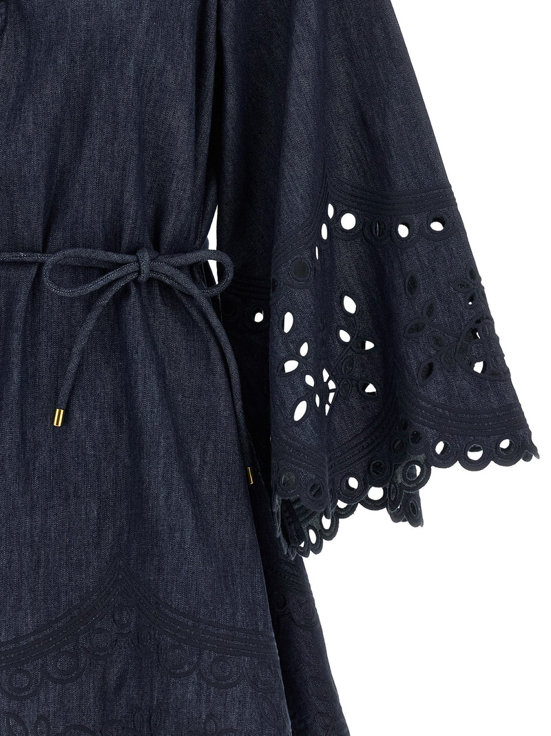 Robe courte en coton bleu Zimmermann