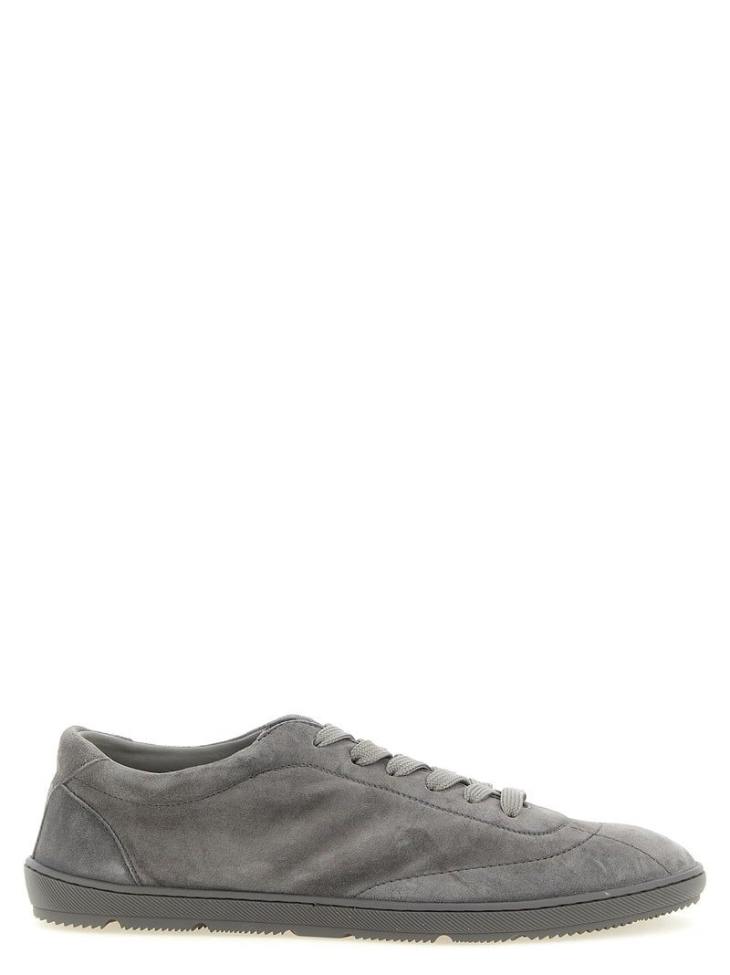 Baskets basses Brunello Cucinelli en cuir de veau gris