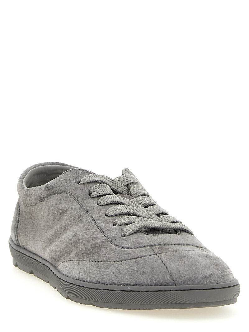 Baskets basses Brunello Cucinelli en cuir de veau gris