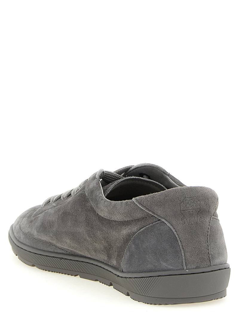 Baskets basses Brunello Cucinelli en cuir de veau gris