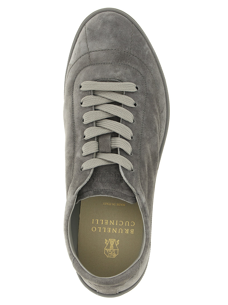 Baskets basses Brunello Cucinelli en cuir de veau gris