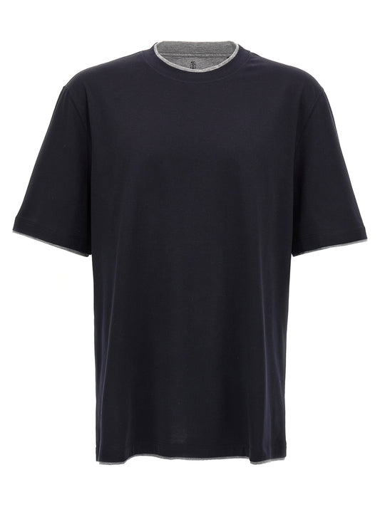 Brunello Cucinelli Blue Cotton T-Shirt