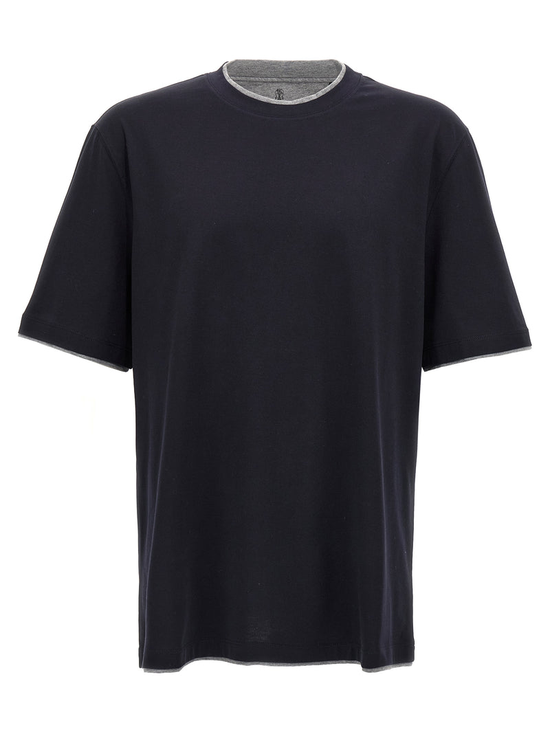 Brunello Cucinelli T-shirt en coton bleu