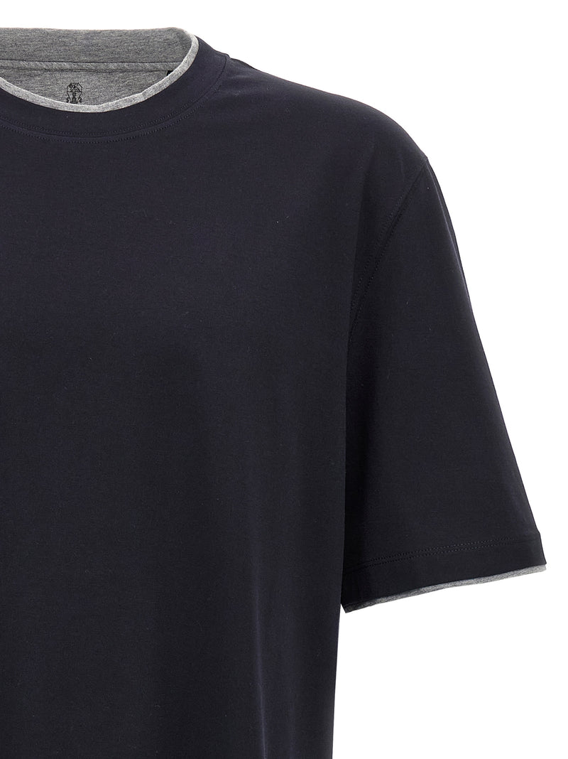 Brunello Cucinelli T-shirt en coton bleu