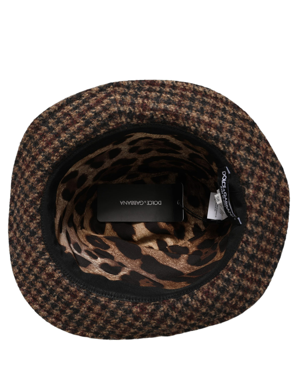 Chapeaux Fedora en tweed de laine à carreaux marron Dolce & Gabbana