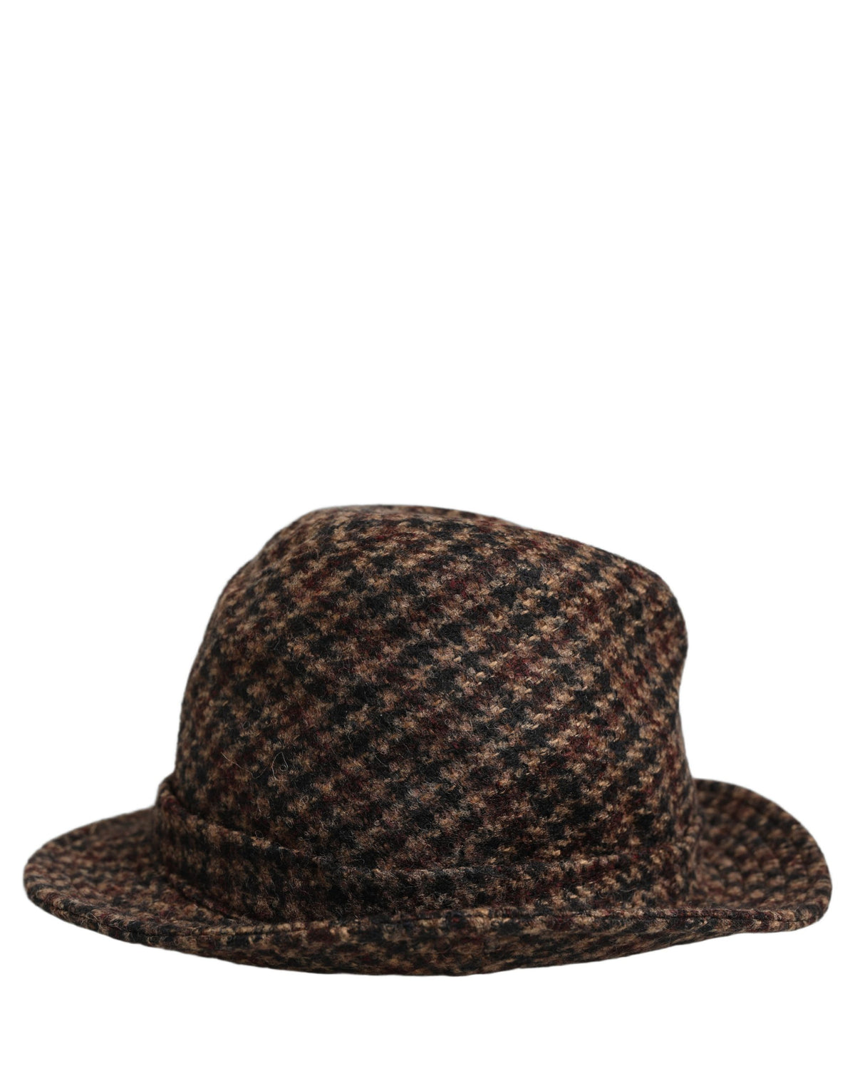 Chapeaux Fedora en tweed de laine à carreaux marron Dolce & Gabbana