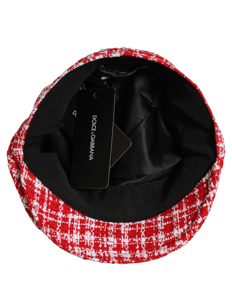Casquette Dolce & Gabbana en tweed texturé rouge et blanc