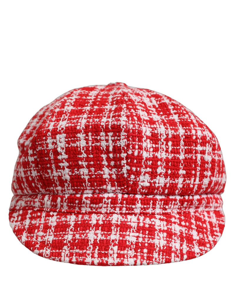 Casquette Dolce & Gabbana en tweed texturé rouge et blanc
