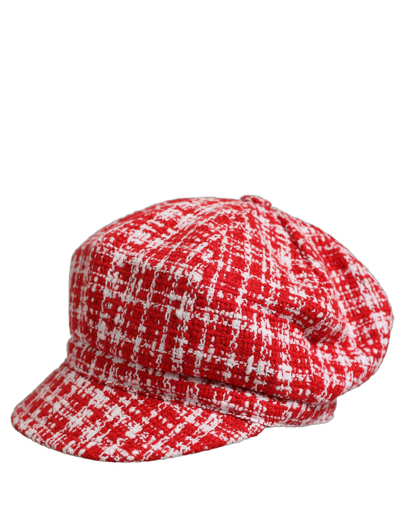 Casquette Dolce & Gabbana en tweed texturé rouge et blanc