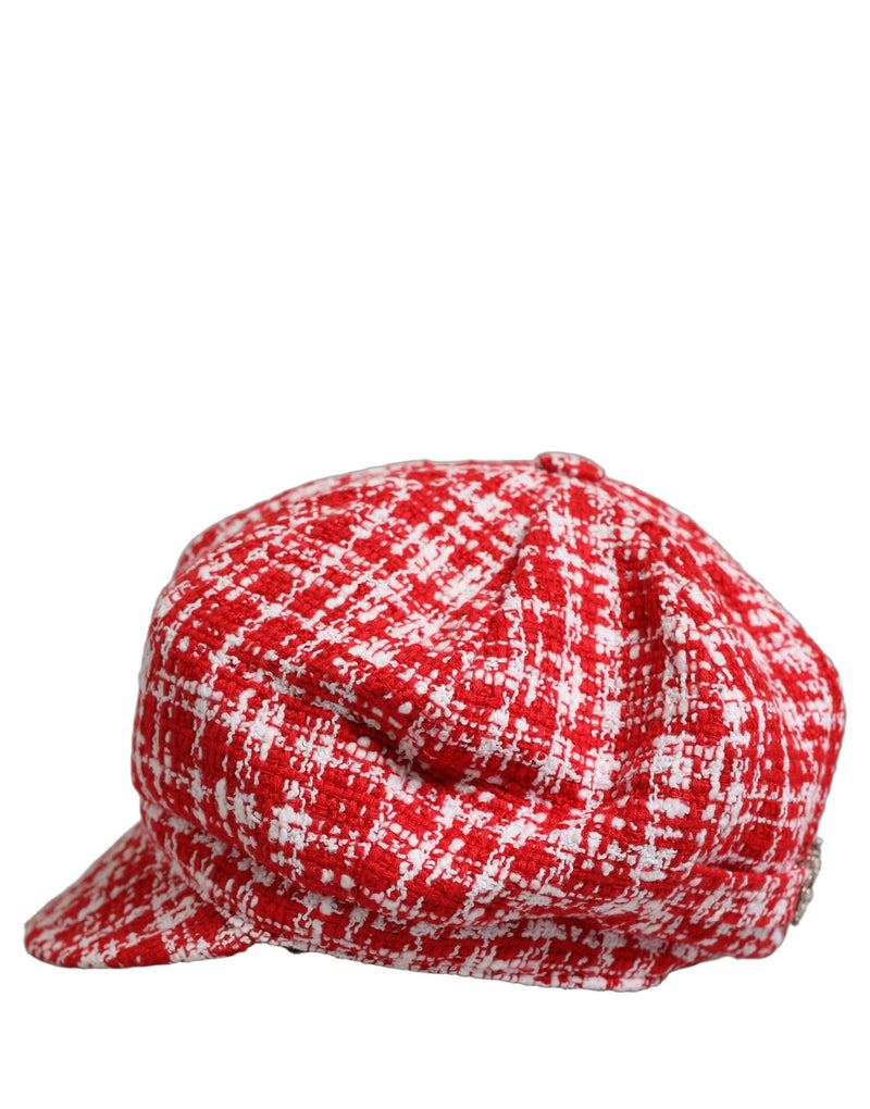 Casquette Dolce & Gabbana en tweed texturé rouge et blanc
