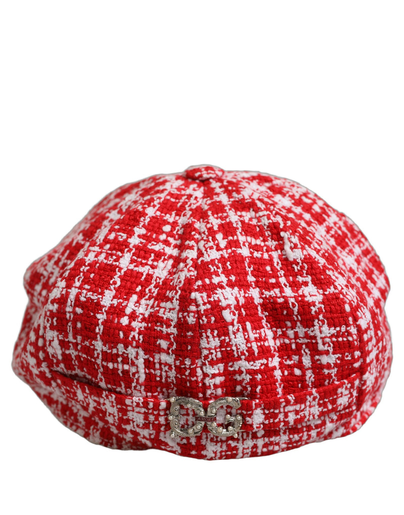 Casquette Dolce & Gabbana en tweed texturé rouge et blanc