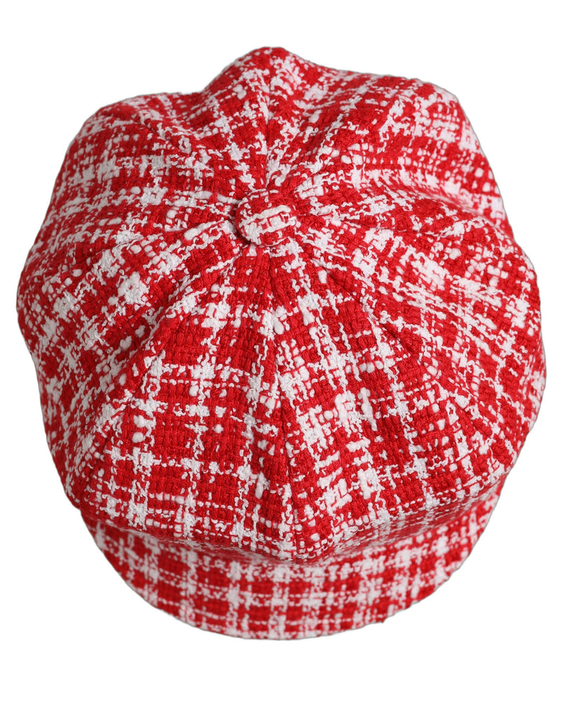 Casquette Dolce & Gabbana en tweed texturé rouge et blanc