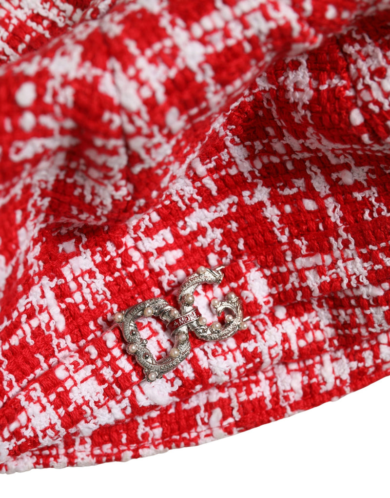 Casquette Dolce & Gabbana en tweed texturé rouge et blanc
