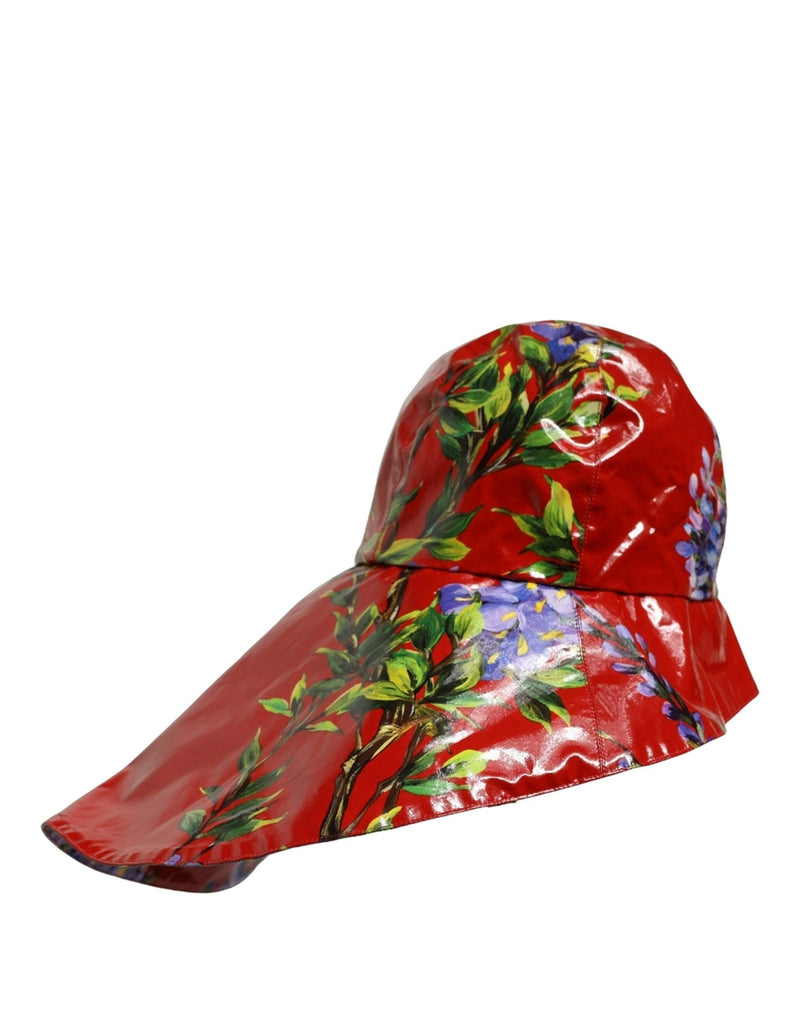 Chapeau Bob Dolce & Gabbana Large Bord Rouge Floral Brillant