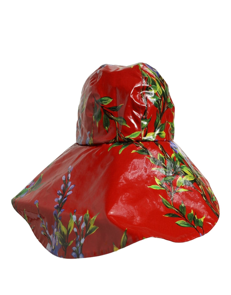 Chapeau Bob Dolce & Gabbana Large Bord Rouge Floral Brillant