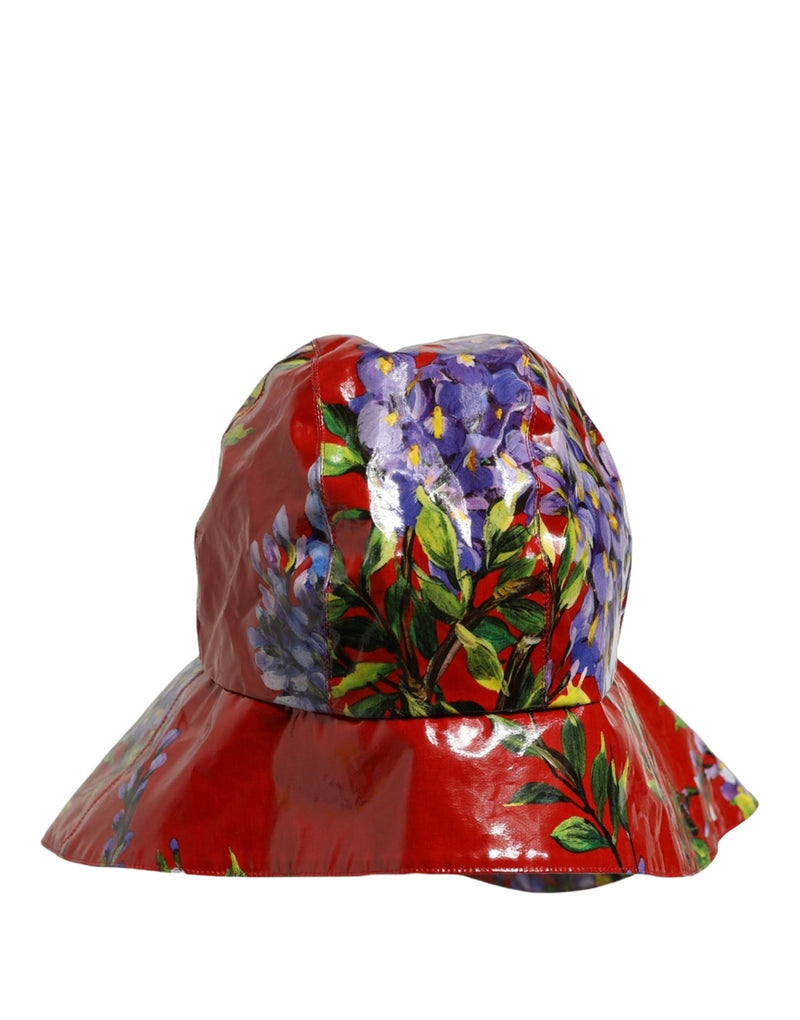 Chapeau Bob Dolce & Gabbana Large Bord Rouge Floral Brillant