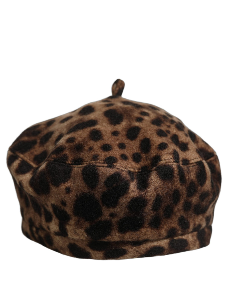 Dolce & Gabbana Béret Casquette Chapeau Léopard Marron Style Français