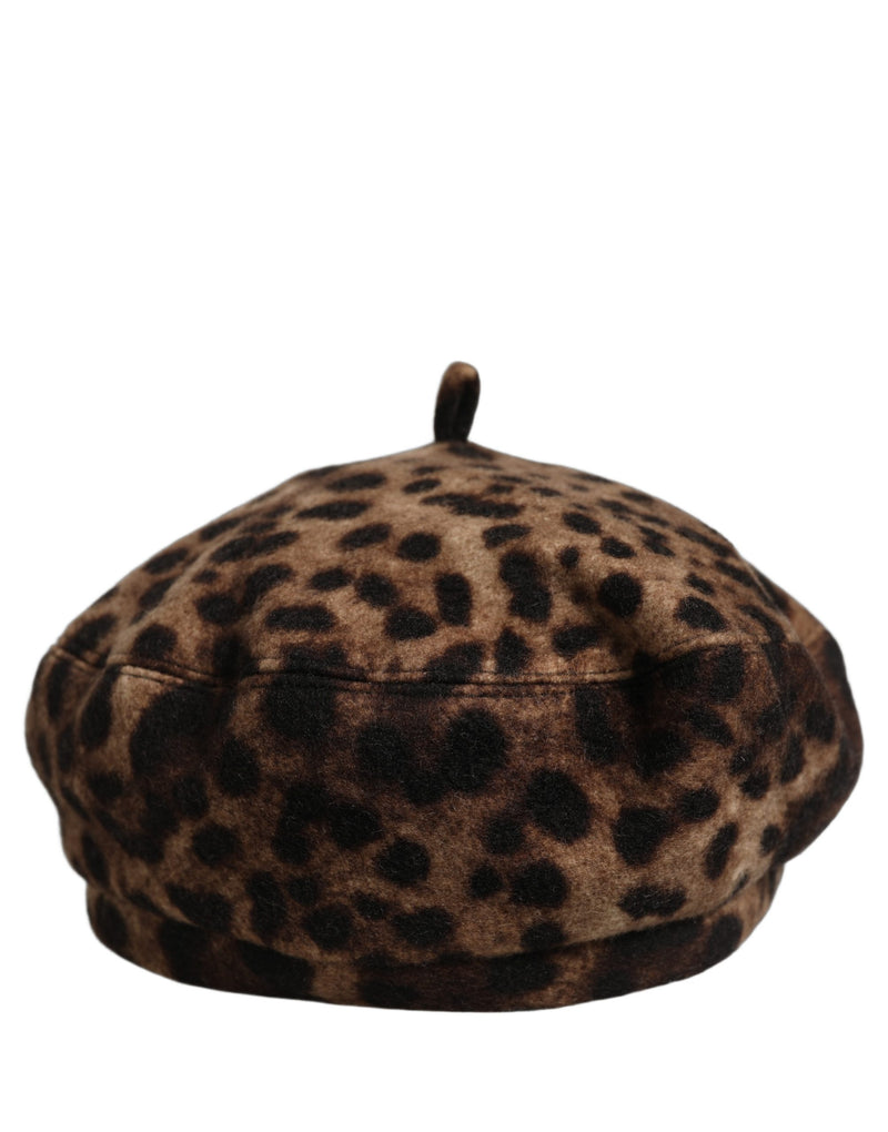 Dolce & Gabbana Béret Casquette Chapeau Léopard Marron Style Français