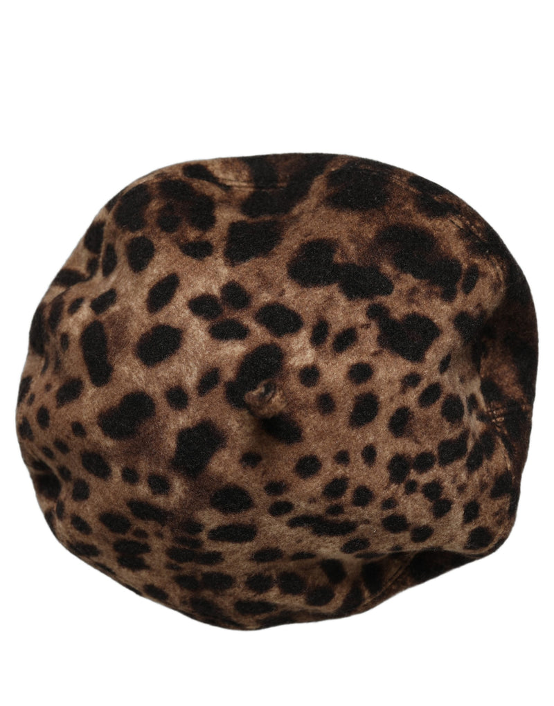Dolce & Gabbana Béret Casquette Chapeau Léopard Marron Style Français