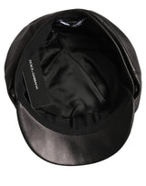 Dolce & Gabbana Black Lambskin Leather Newsboy Capello Hat
