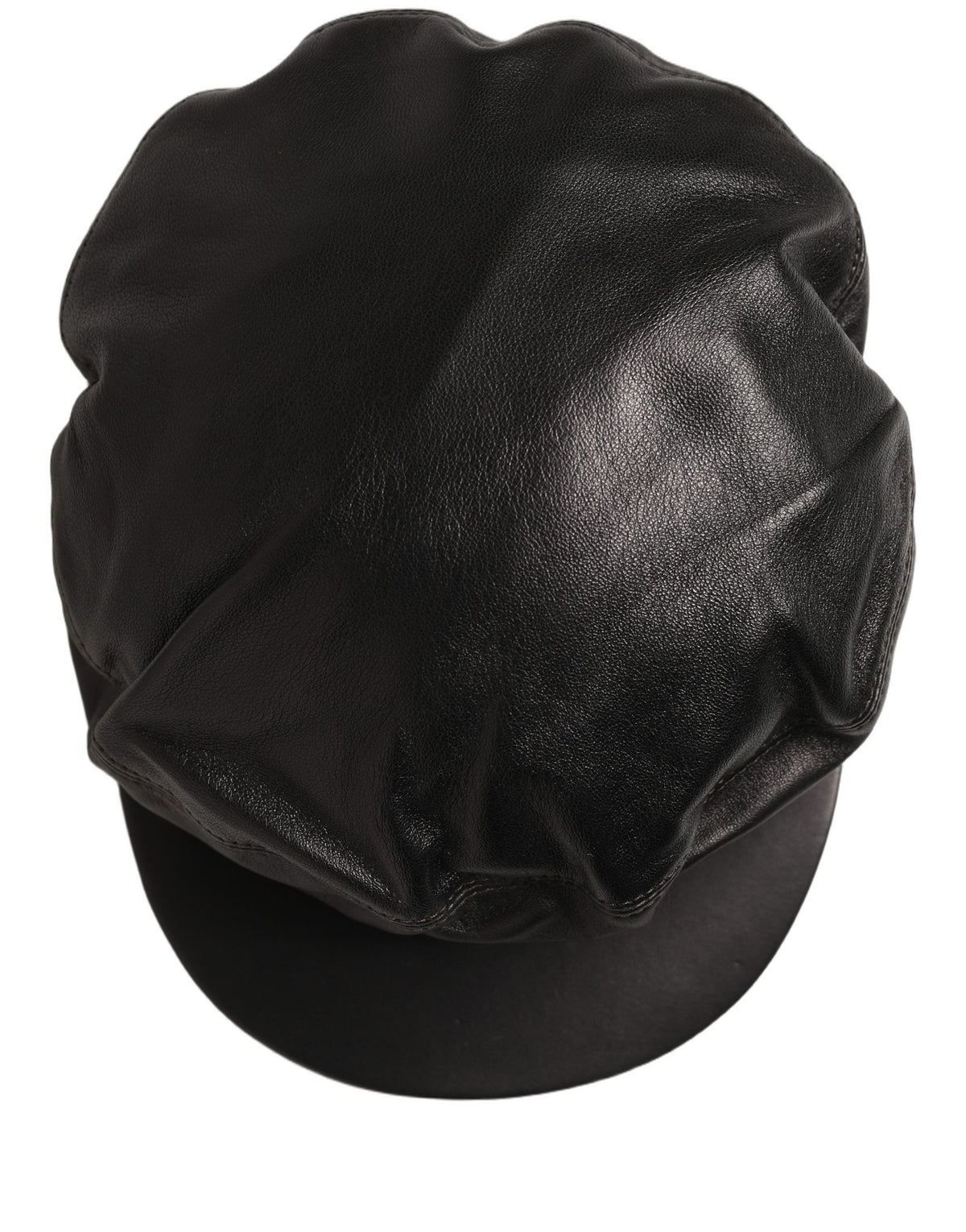 Dolce & Gabbana Black Lambskin Leather Newsboy Capello Hat