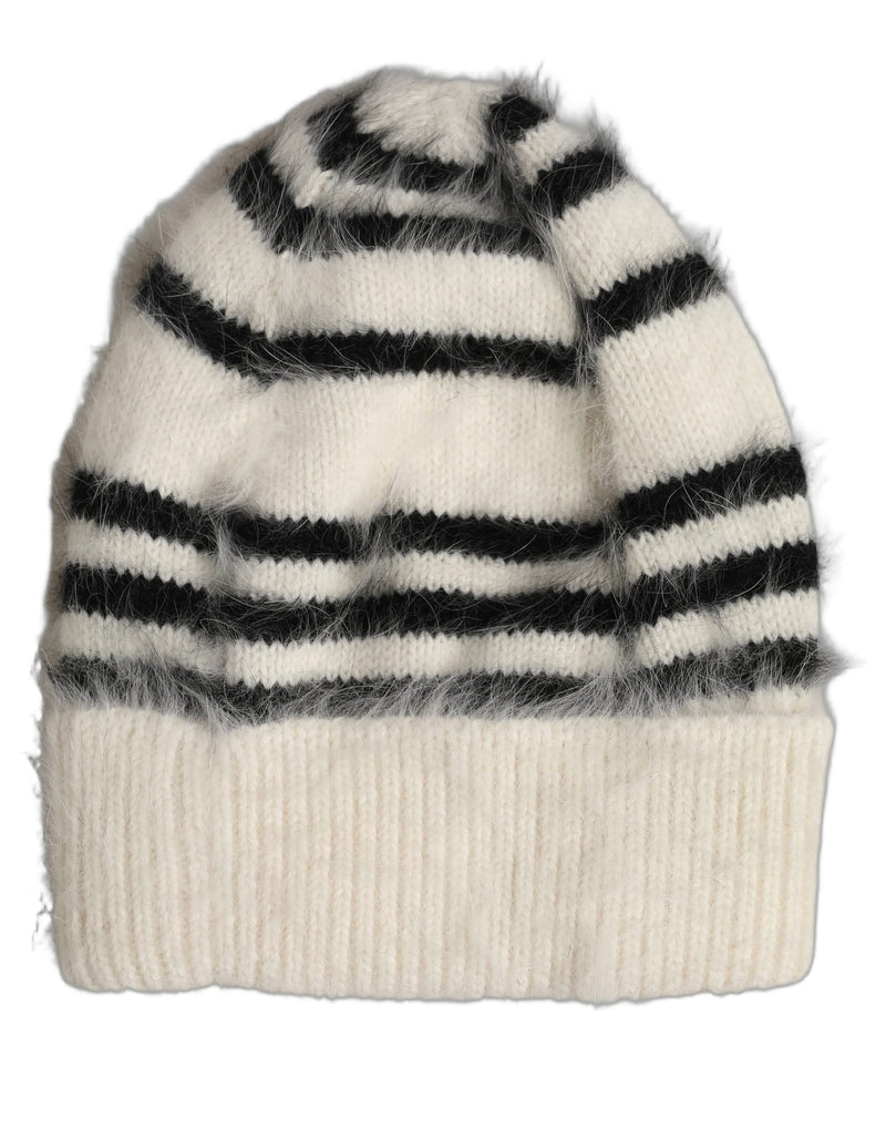 Bonnet Dolce & Gabbana en maille angora à rayures noires et blanches, taille unique