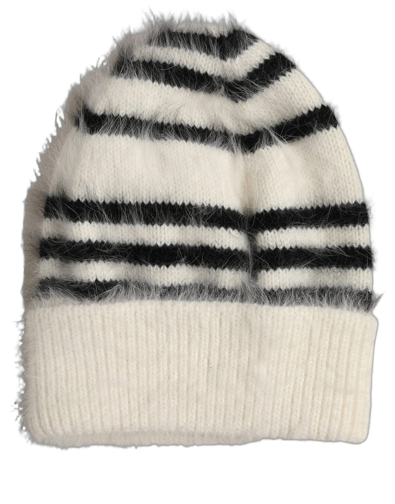 Bonnet Dolce & Gabbana en maille angora à rayures noires et blanches, taille unique