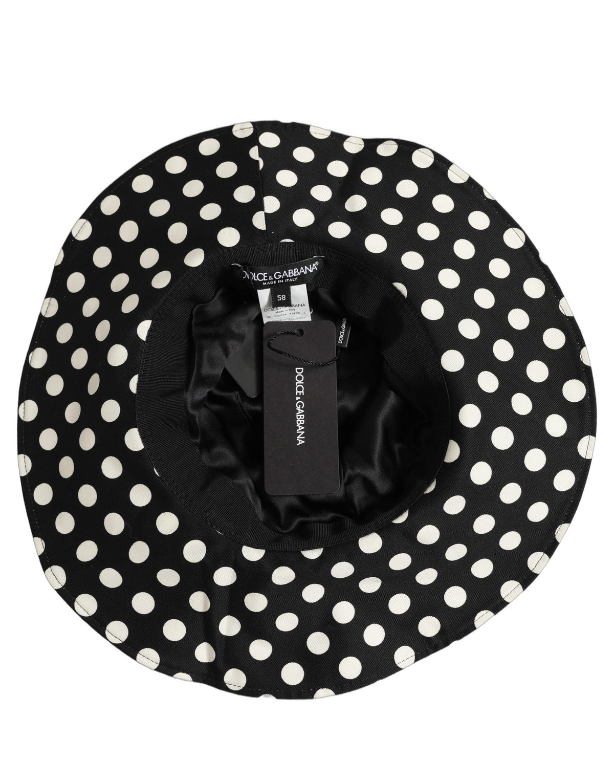 Chapeau bob en coton à pois noir et blanc Dolce & Gabbana