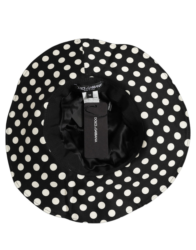 Dolce & Gabbana Black White Polka Dot Cotton Bucket Capello Hat