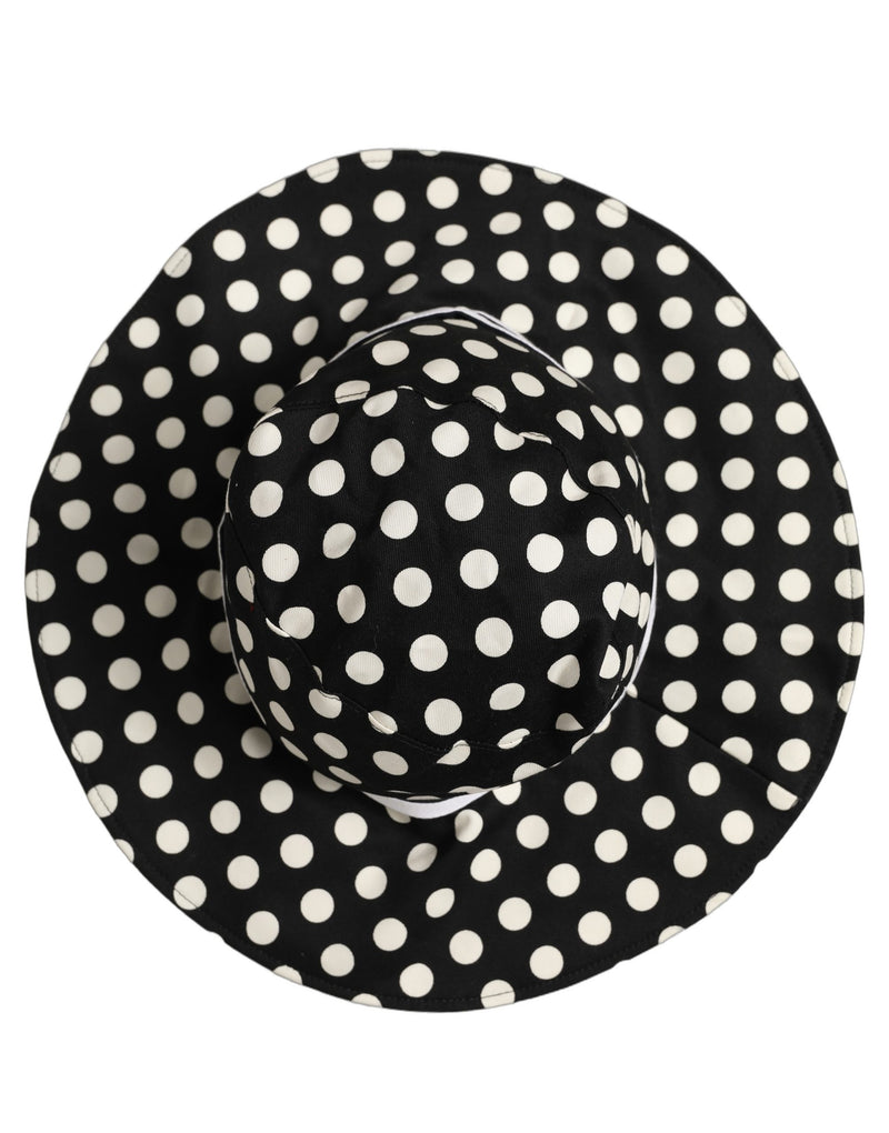 Dolce & Gabbana Black White Polka Dot Cotton Bucket Capello Hat