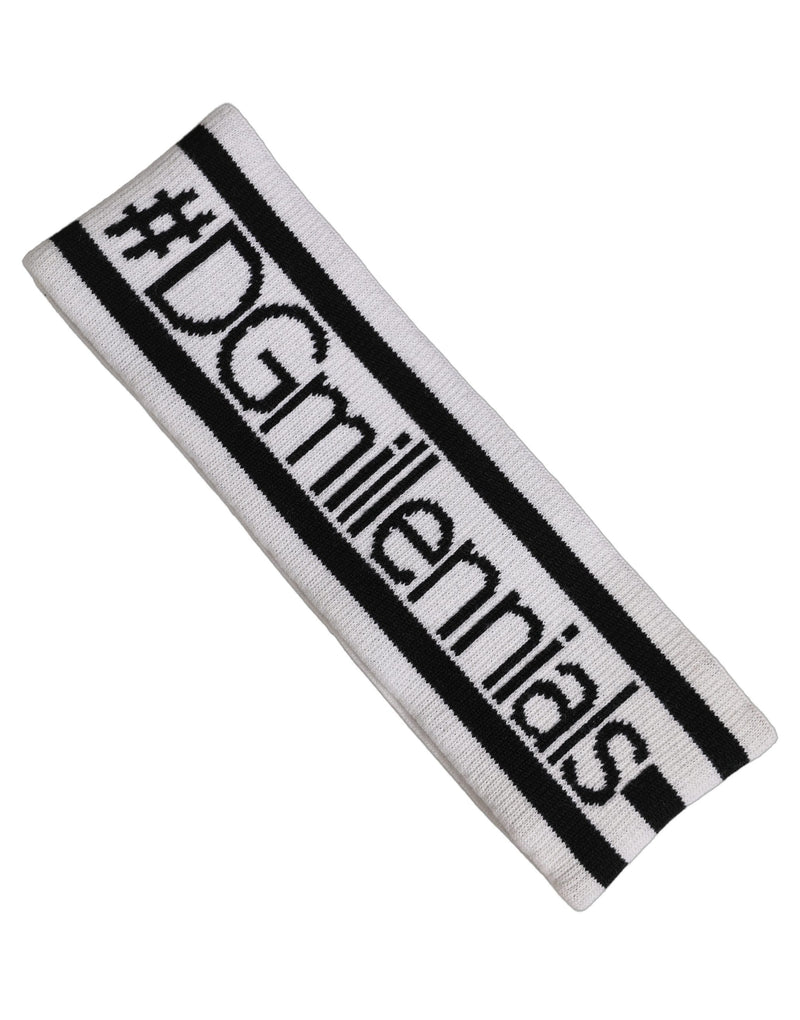 Dolce & Gabbana White Wool Knit #DGmillennials Head Band One Size Hat