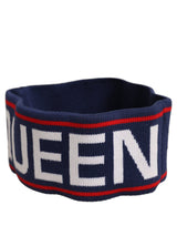 Dolce & Gabbana Navy Blue Wool Knitted D&G Queen Head Band