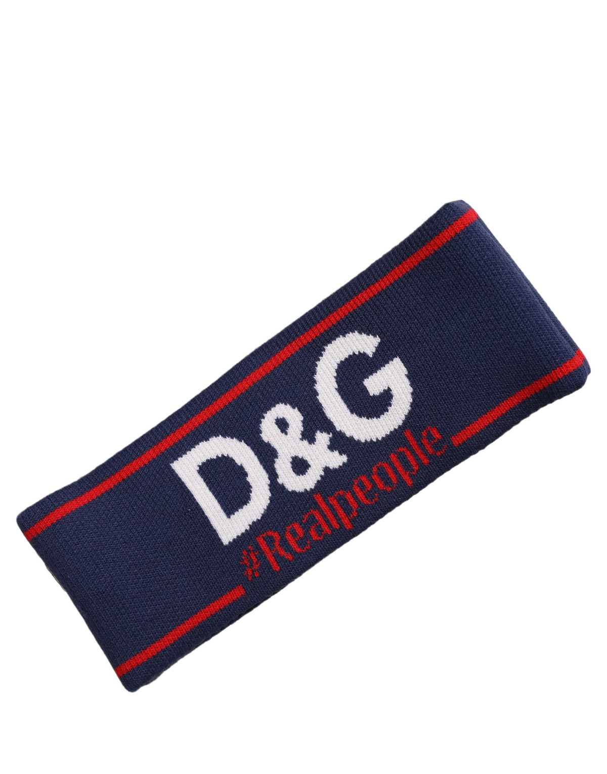 Dolce & Gabbana Navy Blue Wool Knitted D&G Queen Head Band
