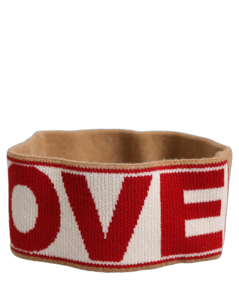 Bandeau tricoté brodé en cachemire beige Dolce & Gabbana taille unique