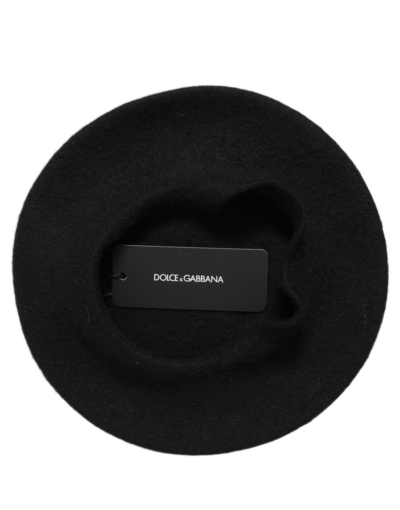 Béret chapeau style français en laine noire Dolce & Gabbana