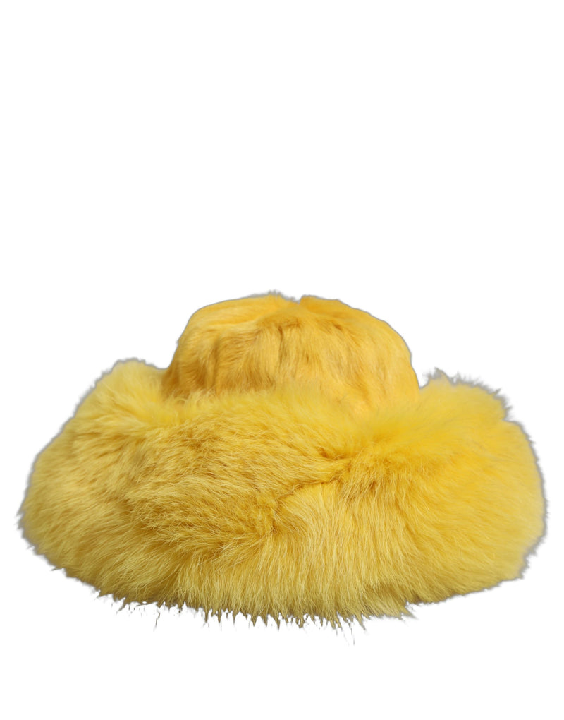 Chapeau bob Dolce & Gabbana en fourrure de renard jaune pour femme