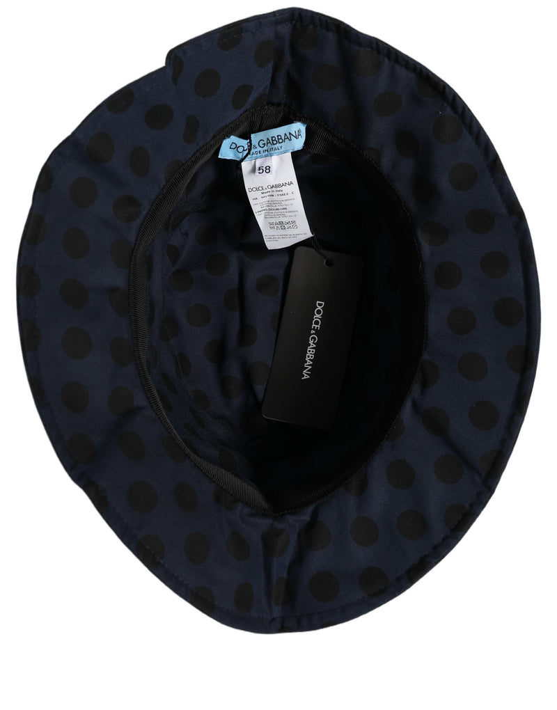 Dolce & Gabbana Blue Black Polka Dot Cotton Bucket Capello Hat