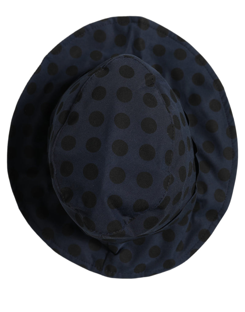 Dolce & Gabbana Blue Black Polka Dot Cotton Bucket Capello Hat