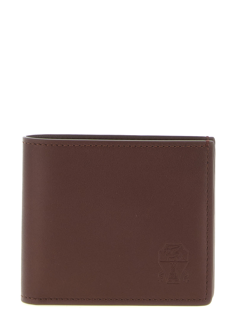 Portefeuille Brunello Cucinelli en cuir de veau marron