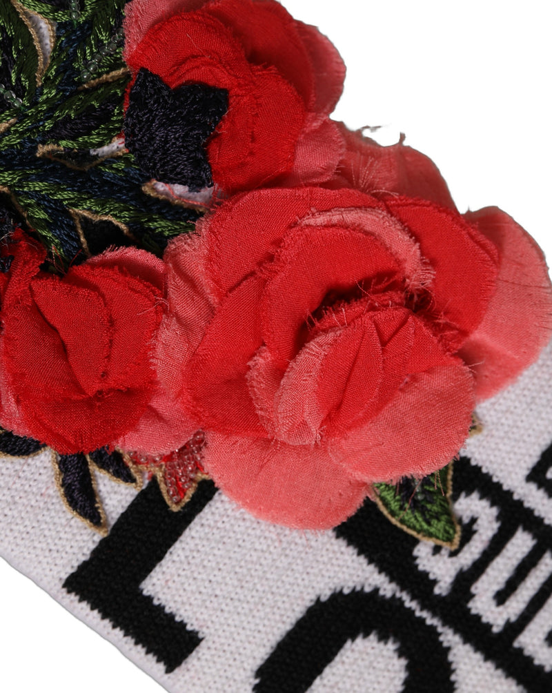 Dolce & Gabbana White D&G Queen Love Floral Applique Head Band One Size Hat