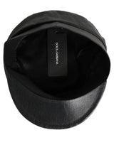 Casquette Dolce & Gabbana Baker Boy en Coton Noir et Chaîne DG Dorée