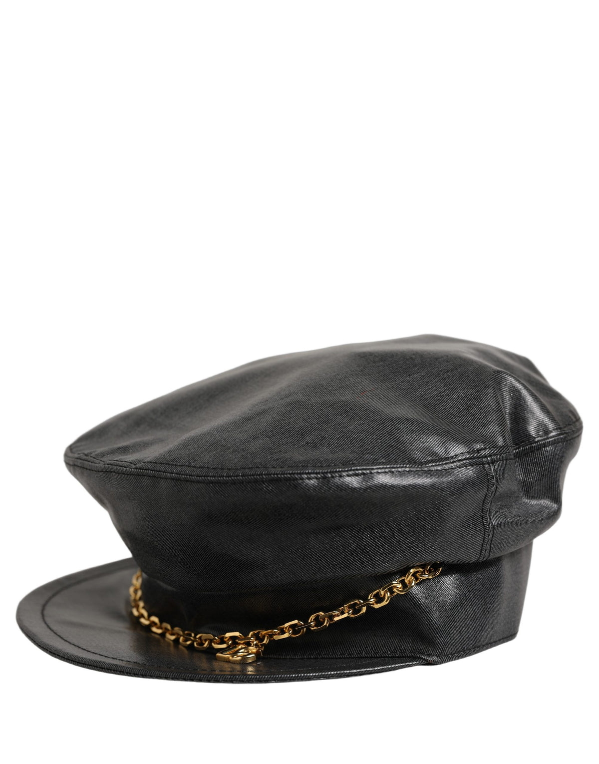 Casquette Dolce & Gabbana Baker Boy en Coton Noir et Chaîne DG Dorée